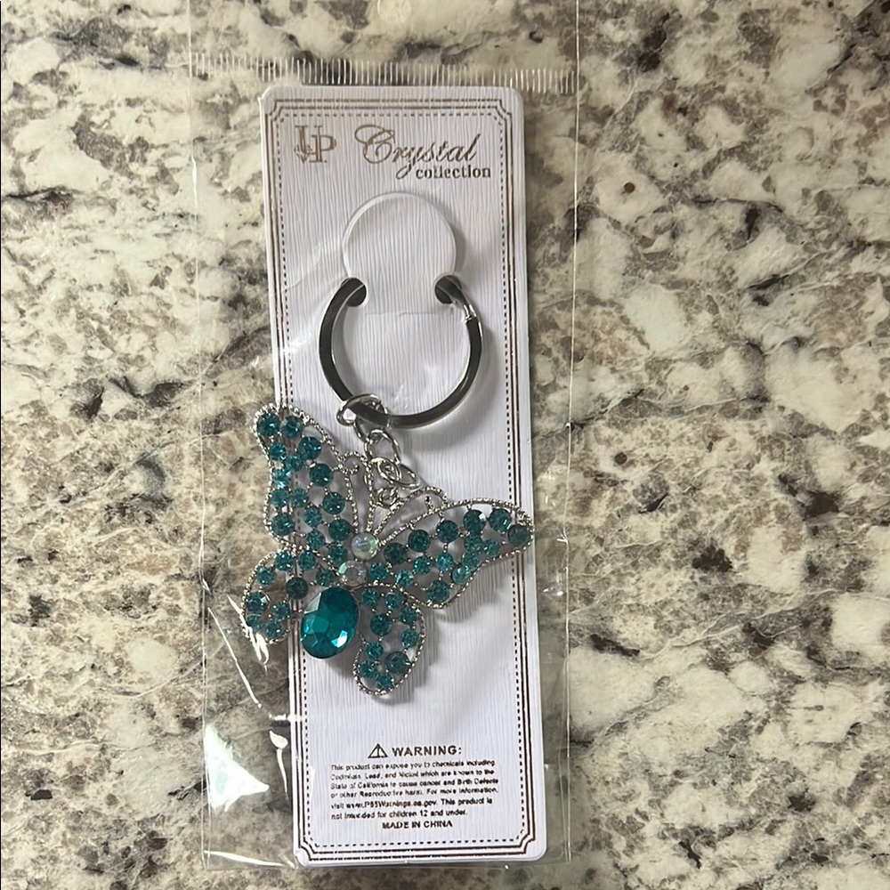 Blue and Silver Butterfly key chain